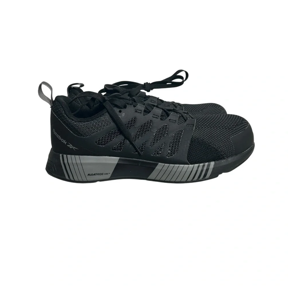 Reebok Work Fusion Black Gray Flexweave Men's Composite Toe Shoes Size 7.5W